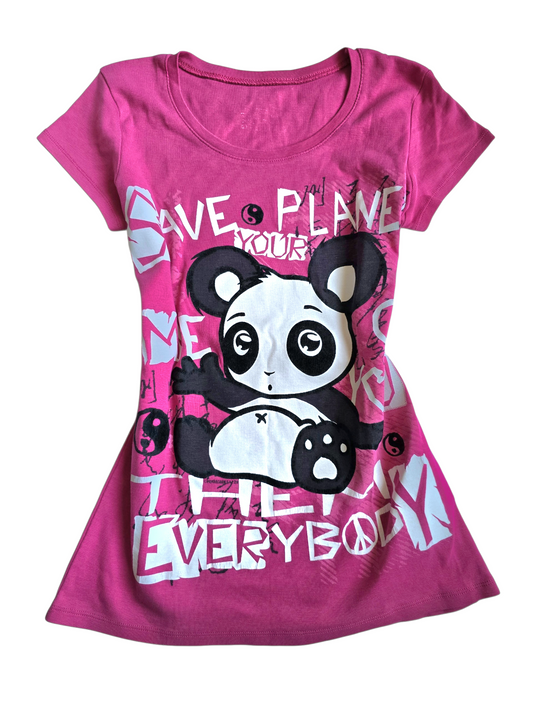 2000s vintage scene graphic pink tee