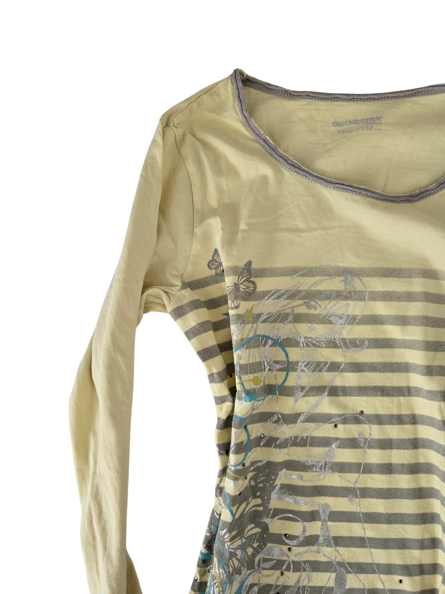 2000s vintage striped indie sleaze yellow top - zimfriperie