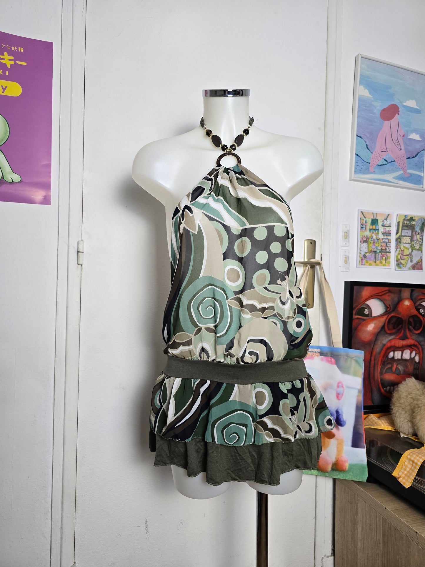 Y2k vintage bohemian backless top