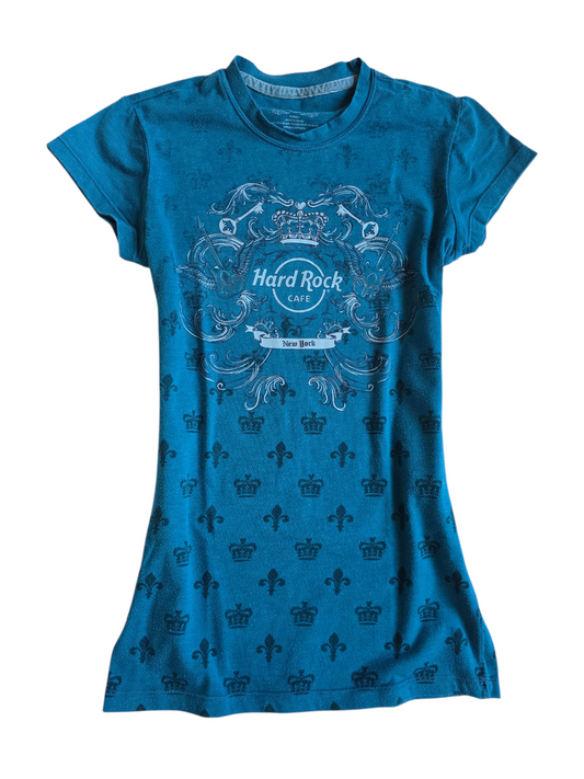 2000s vintage emo printed blue top
