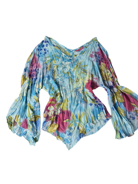 Y2k vintage fairy summer sequin asymetric top