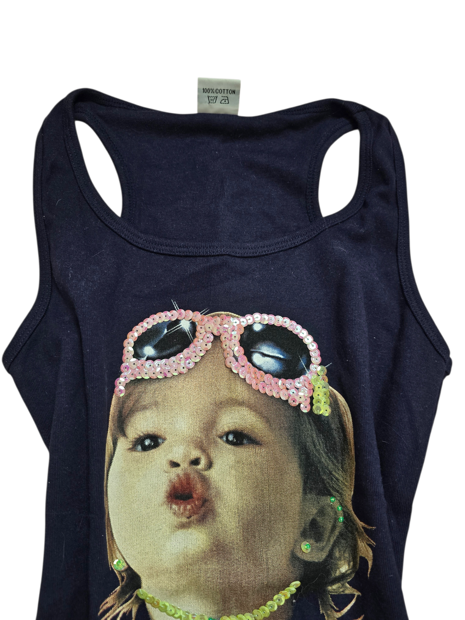 00s vintage indie sleaze printed baby sequin top - zimfriperie