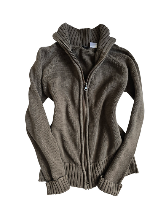 2000s vintage fitted ribbed zip sweater