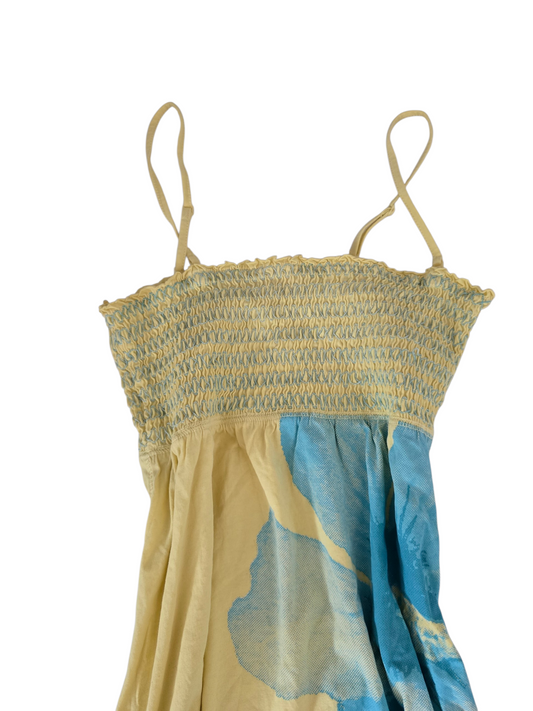 2000s vintage yellow hibiscus top