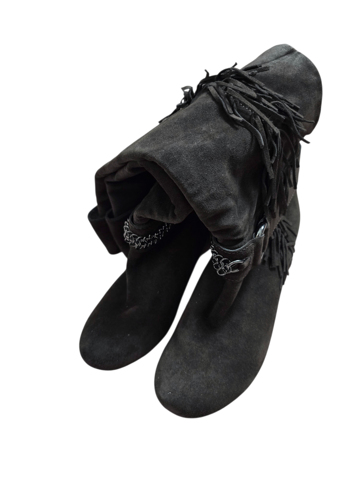 00s vintage cowgirl fringes wedge boots - zimfriperie