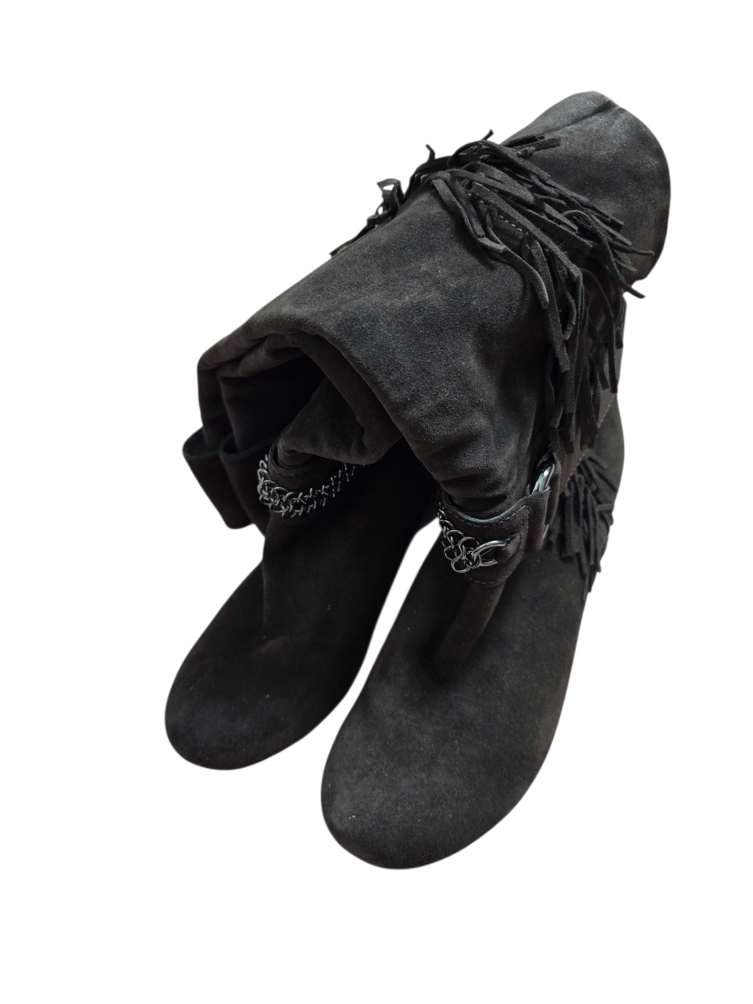 00s vintage cowgirl fringes wedge boots - zimfriperie