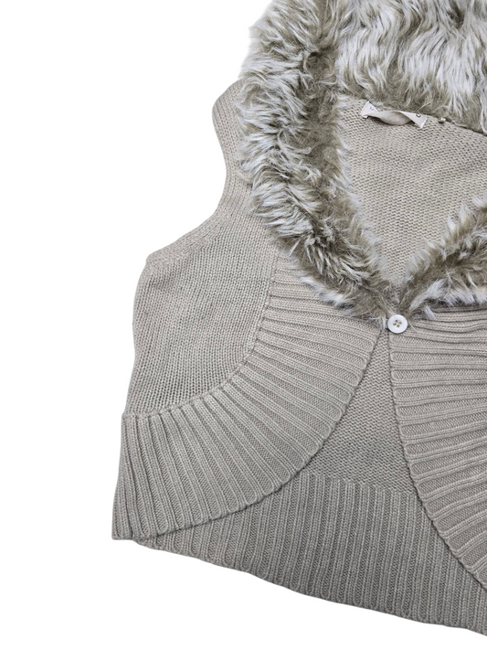 00s vintage flirty fake fur sleeveless bolero