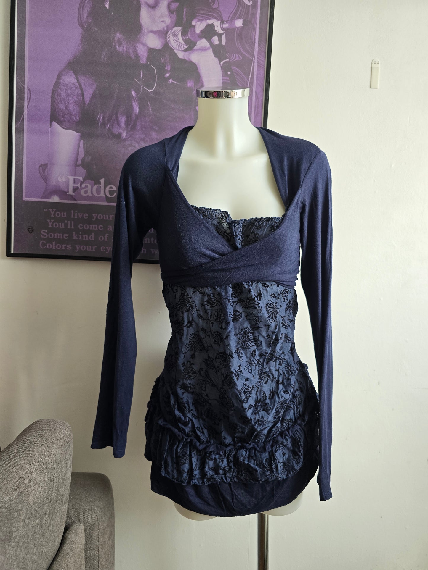 2000s vintage whimsy velvet babydoll dress