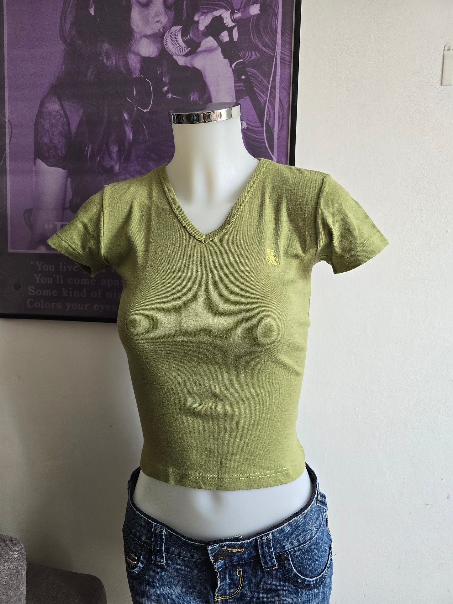 2000s vintage green coquette tshirt