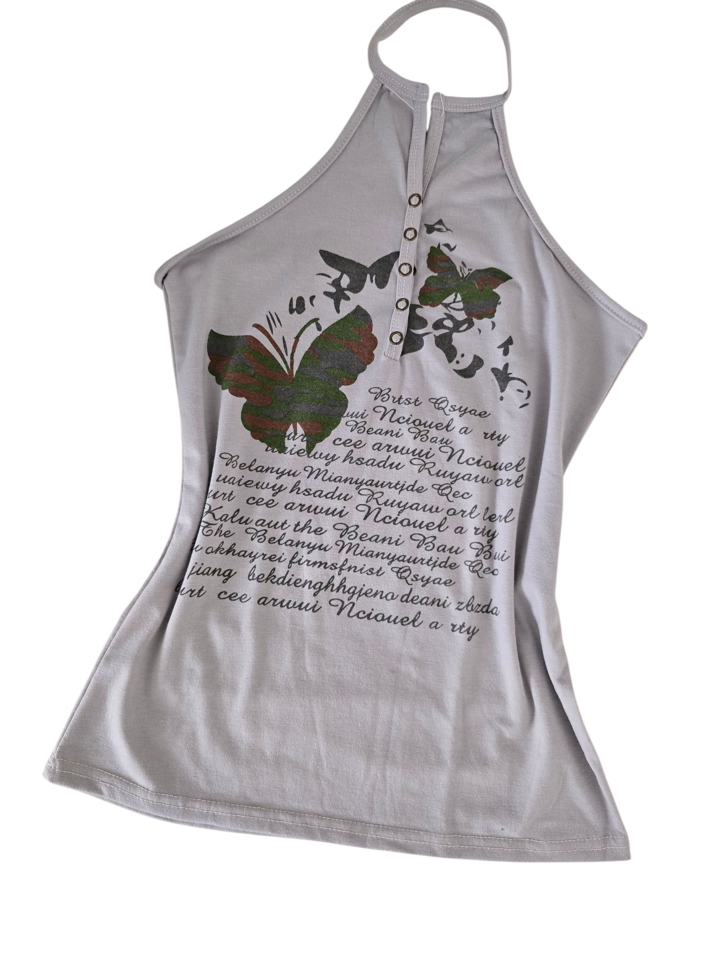 90s vintage softgrunge button up front halter top