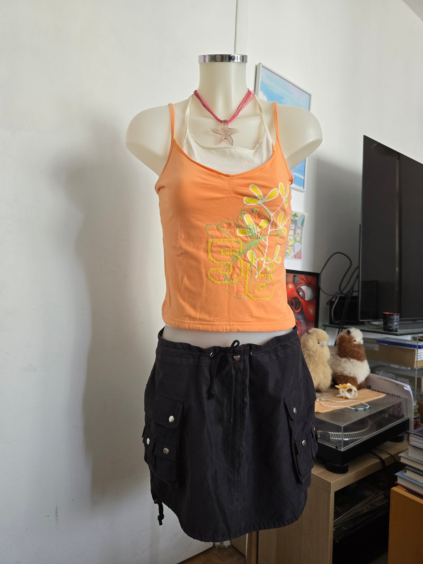 90s vintage beachwear sequin backless top