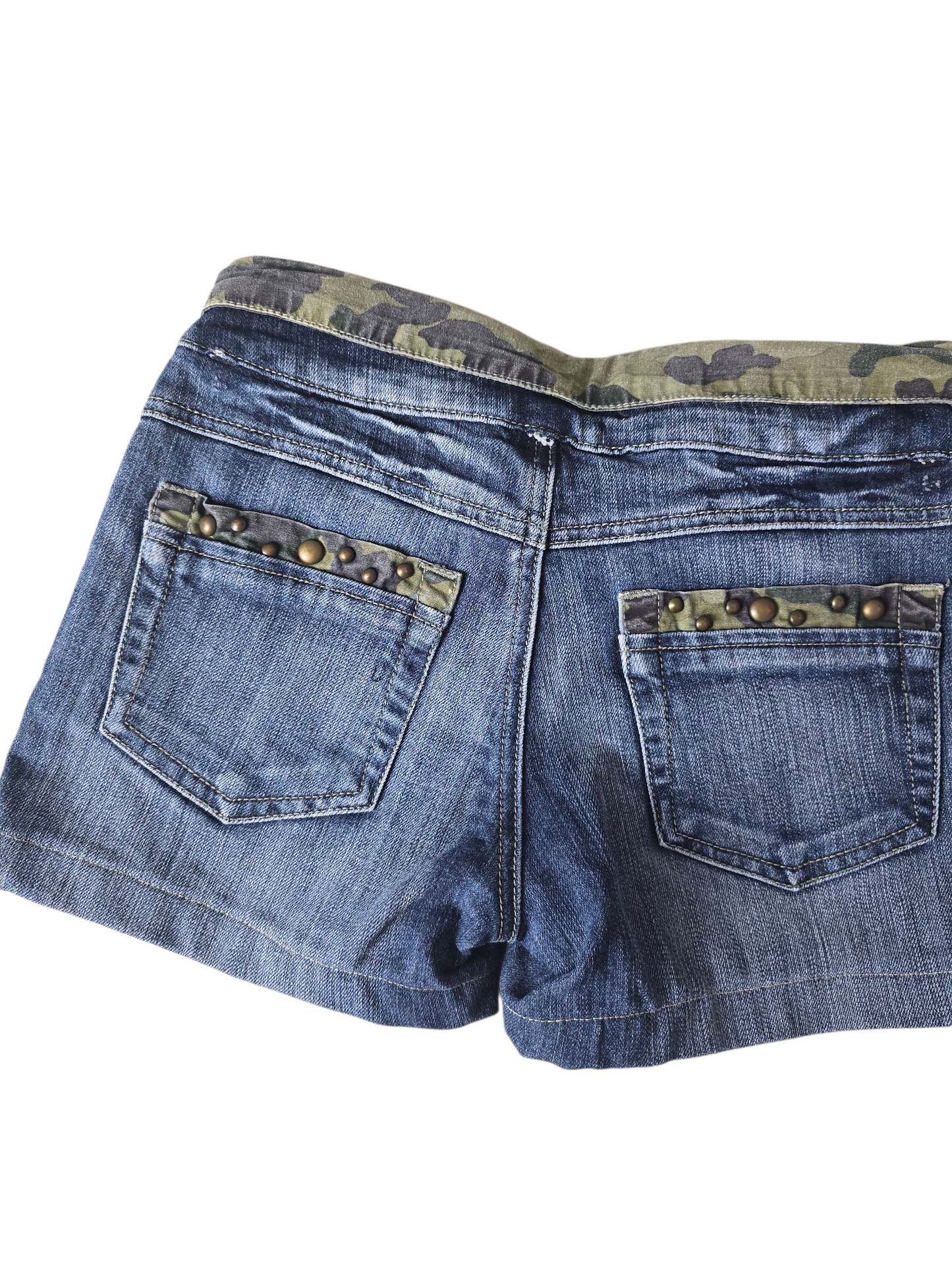 00s vintage softgrunge studded low waist denim mini shorts