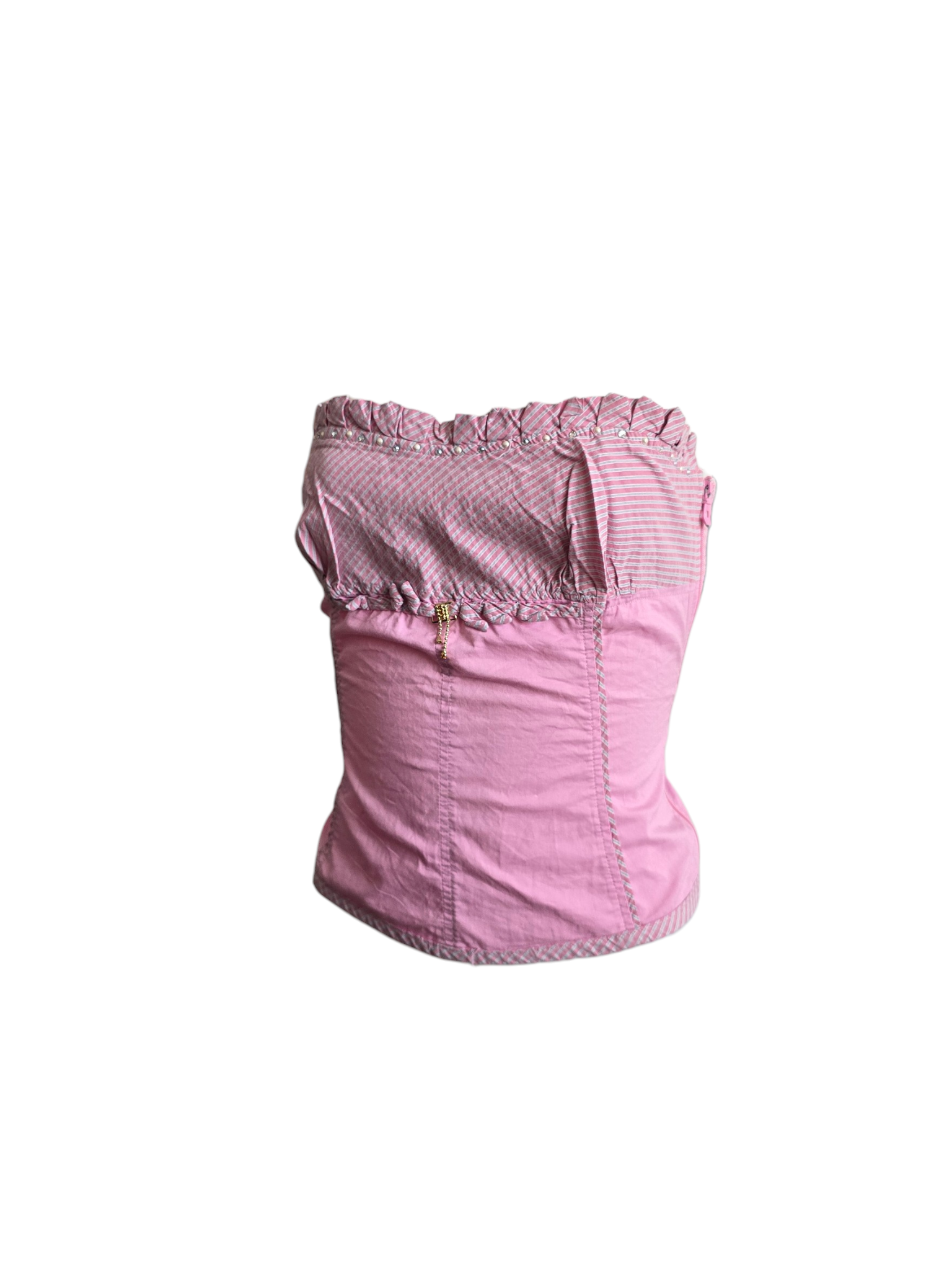 2000s vintage coquette striped strapless top - zimfriperie