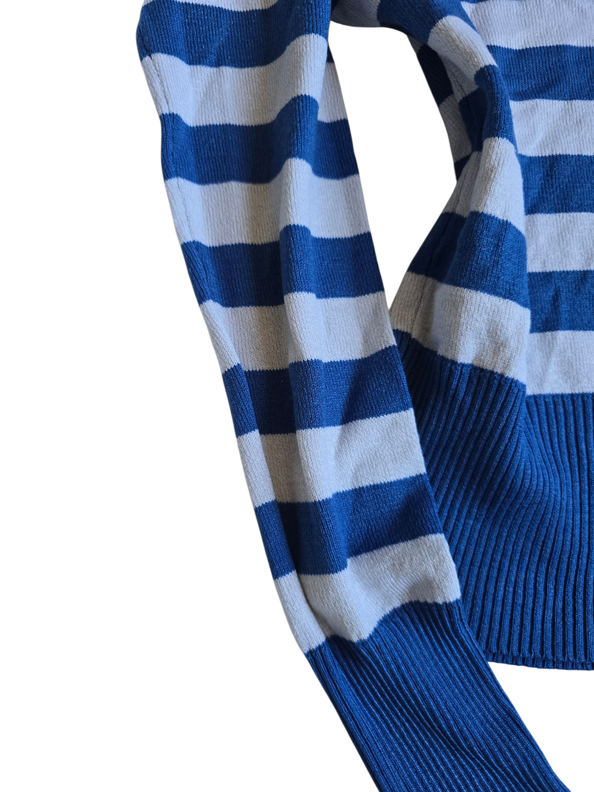 2000s vintage striped v-neck knit blue sweater