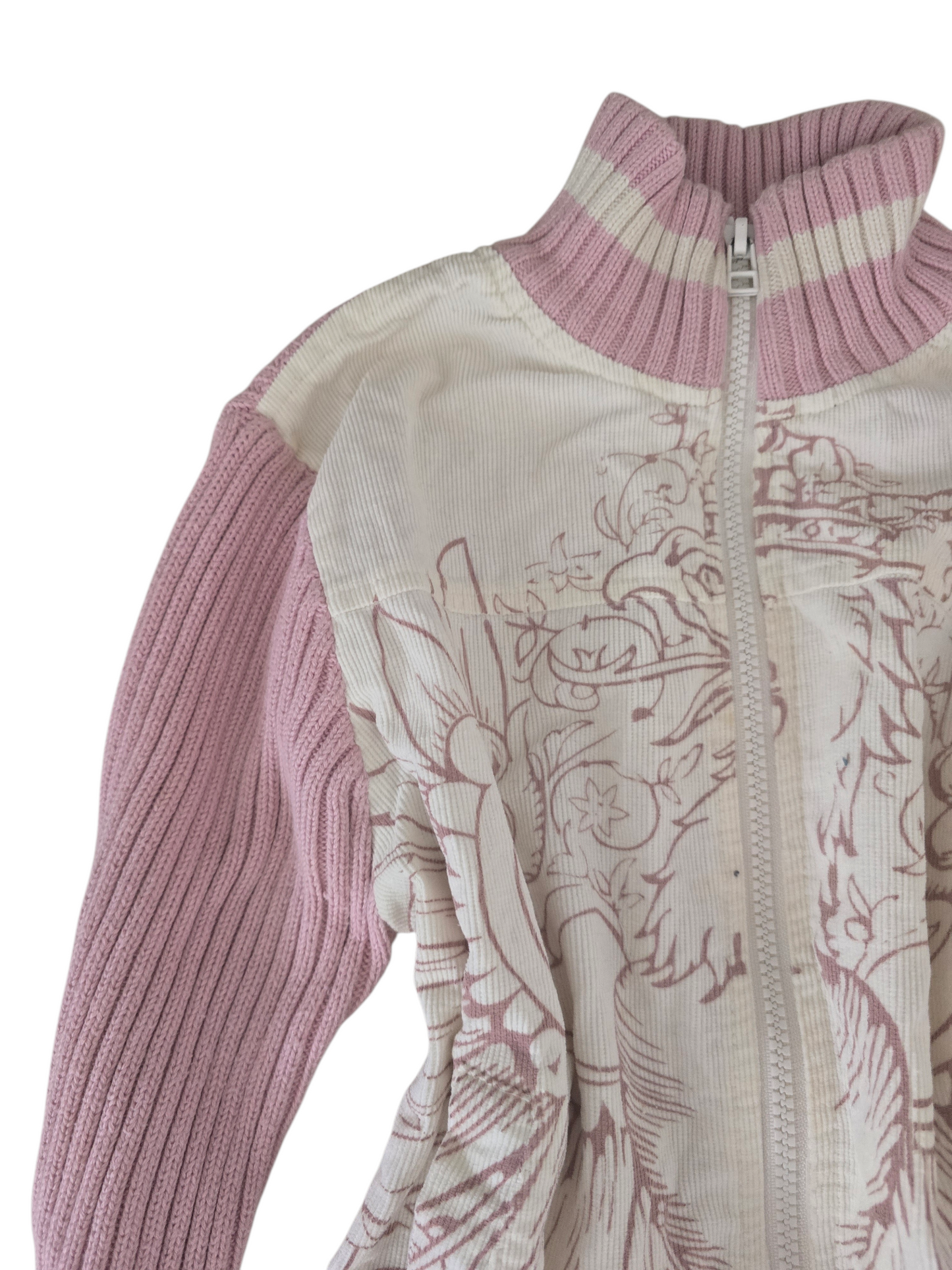 00s vintage ribbed softgrunge pink zip sweater - zimfriperie