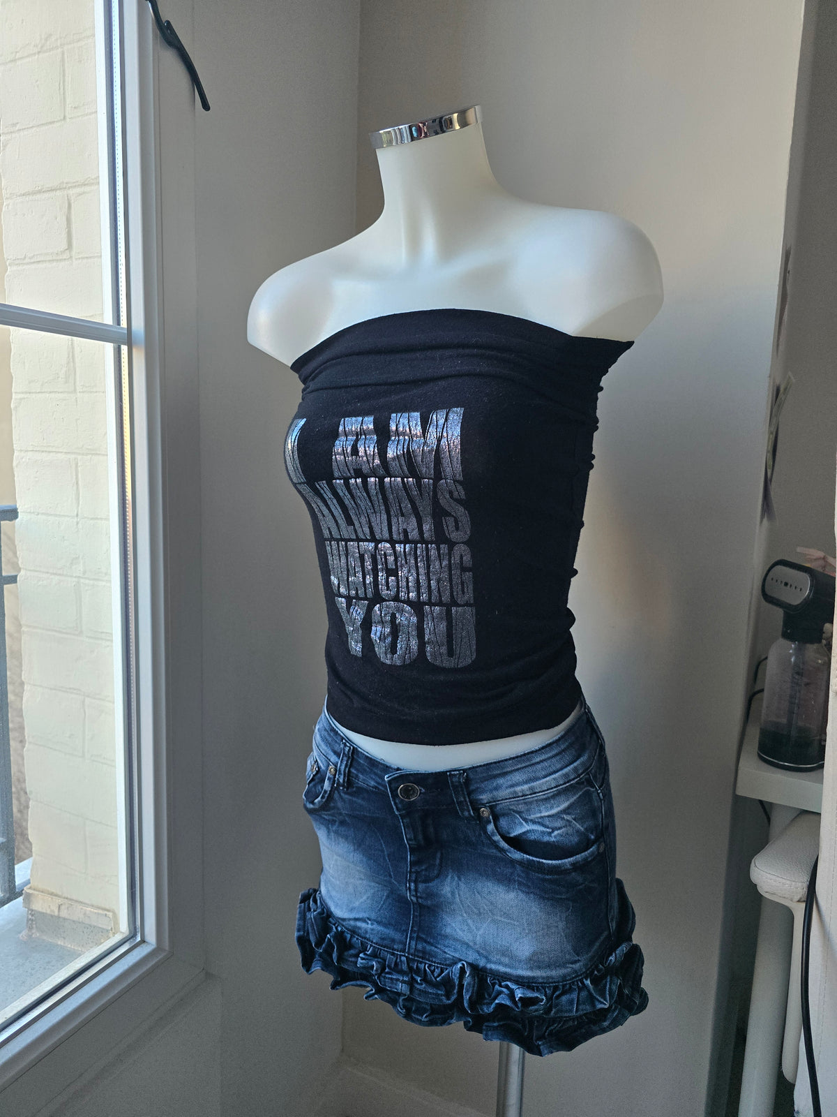 2000s vintage indie sleaze printed tube top