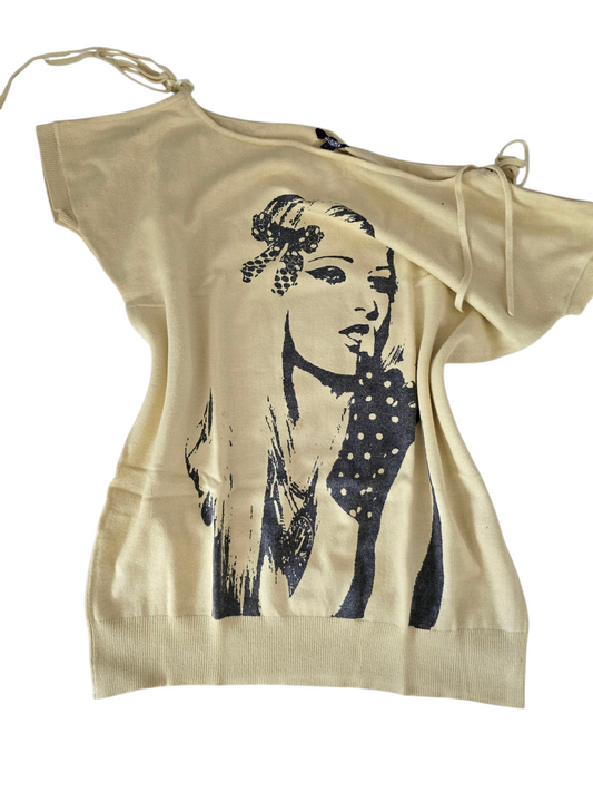 00s vintage softgrunge Avril Lavigne printed batwing sweater