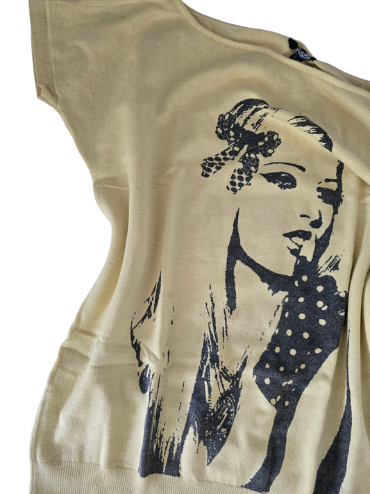 00s vintage softgrunge Avril Lavigne printed batwing sweater