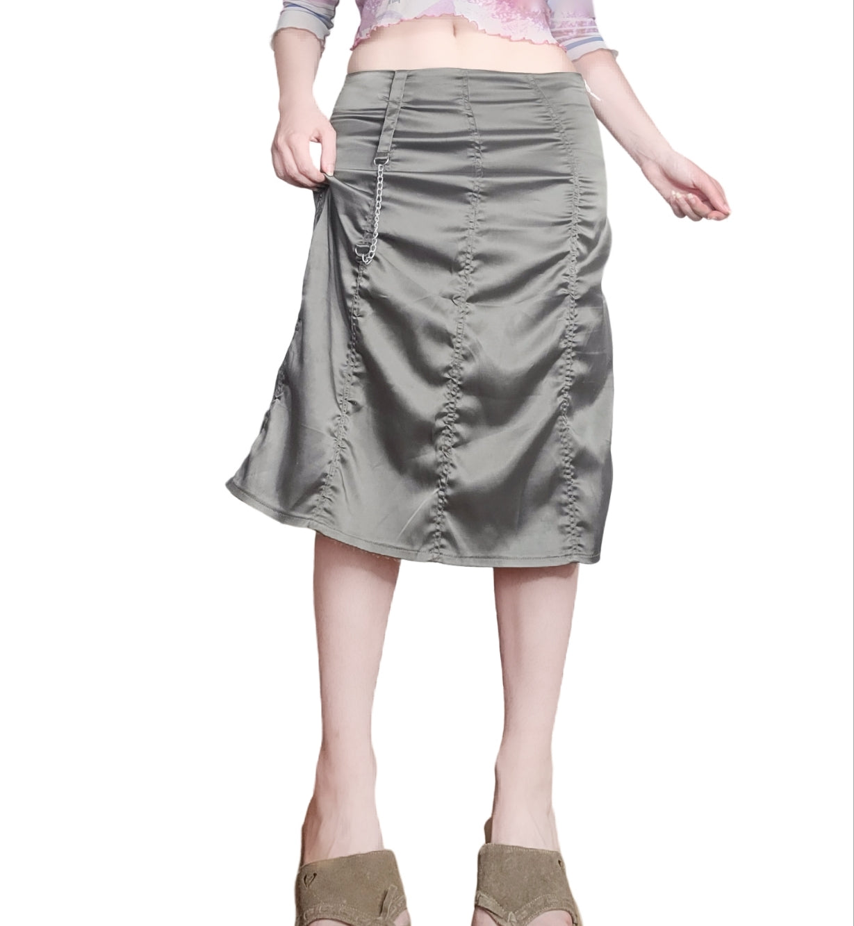 Y2k techwear khaki skirt