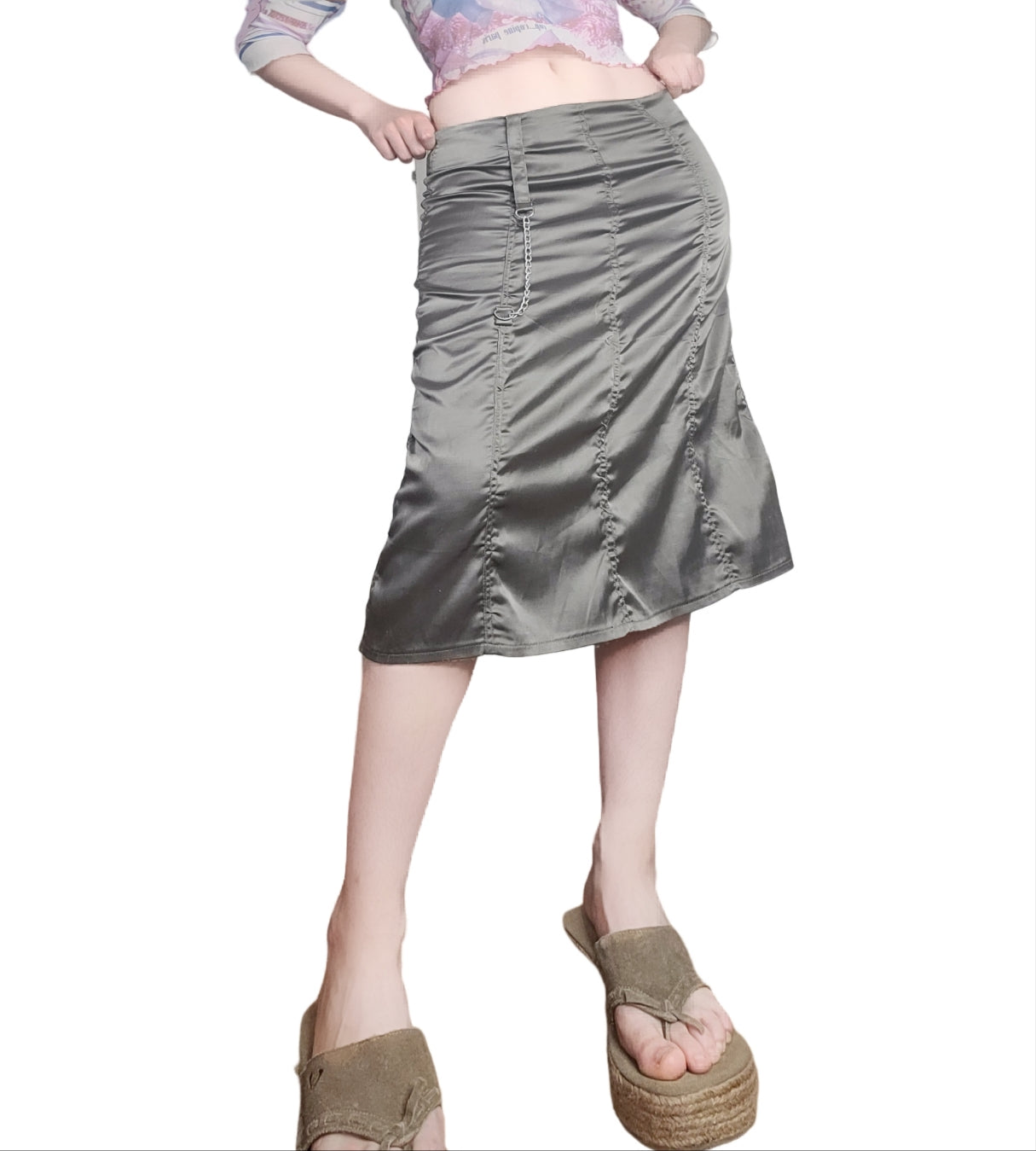 Y2k techwear khaki skirt