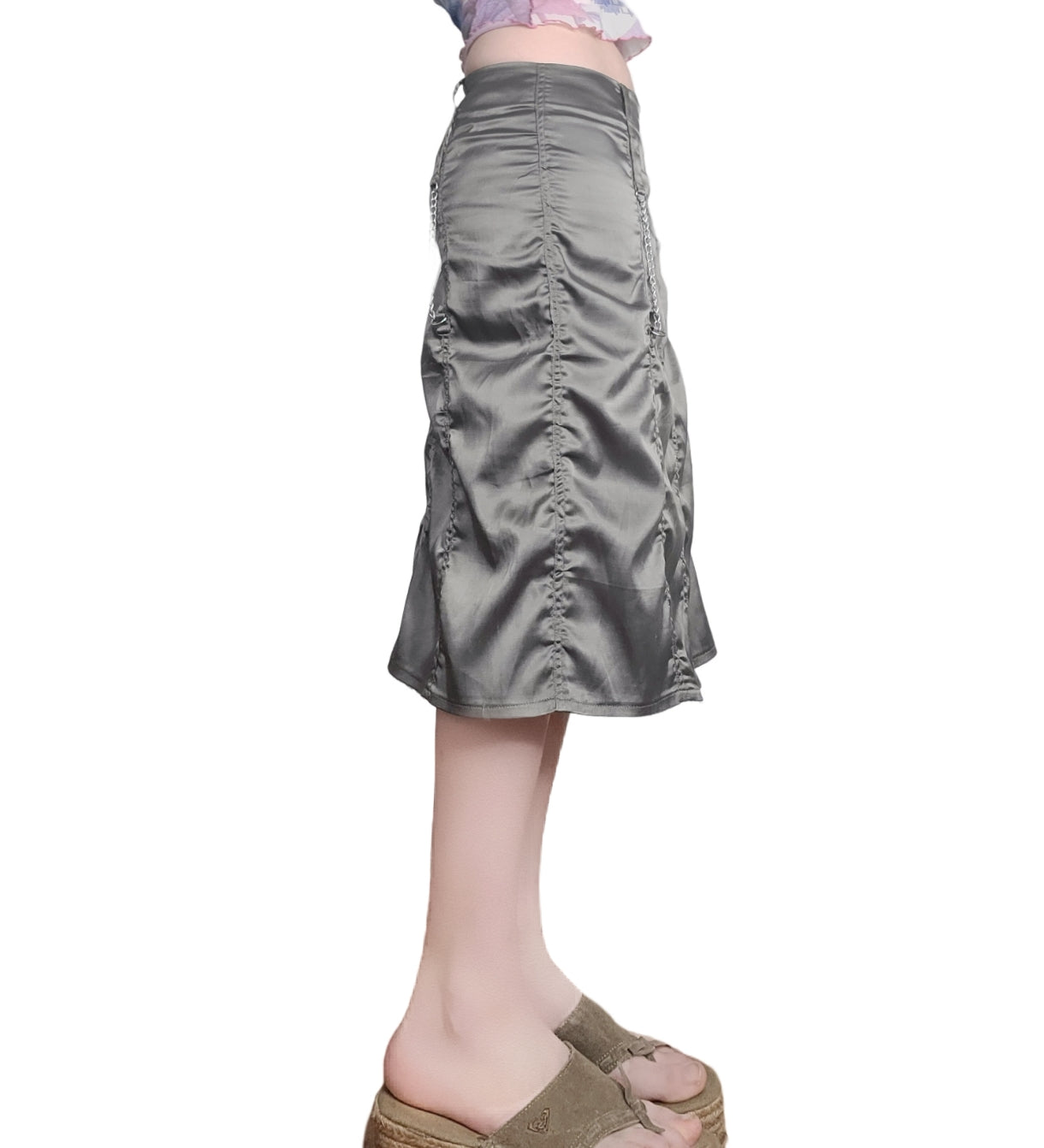 Y2k techwear khaki skirt