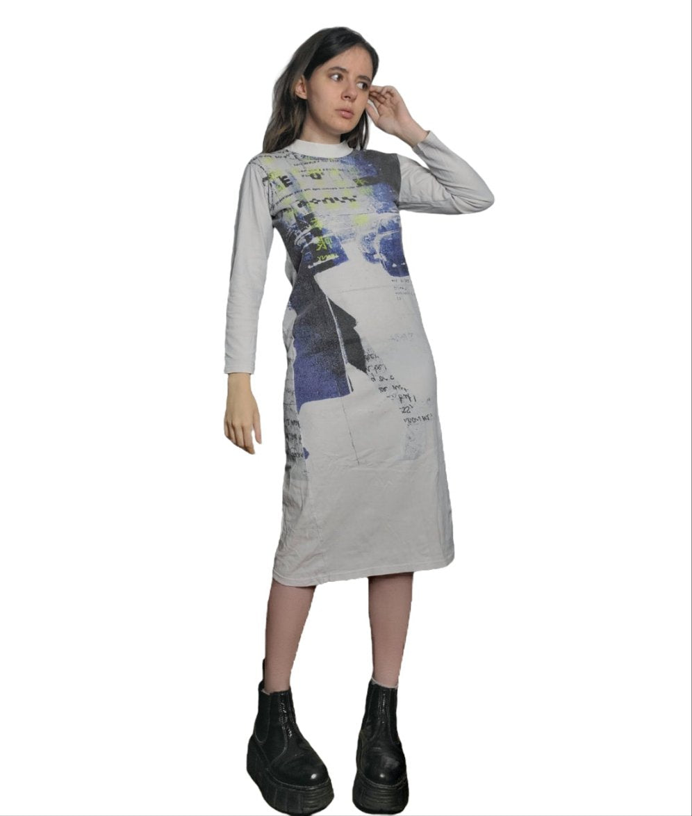 Maxi skirt robe vintage longue printed cyber cybery2k harajuku rave archive fashion futuristic