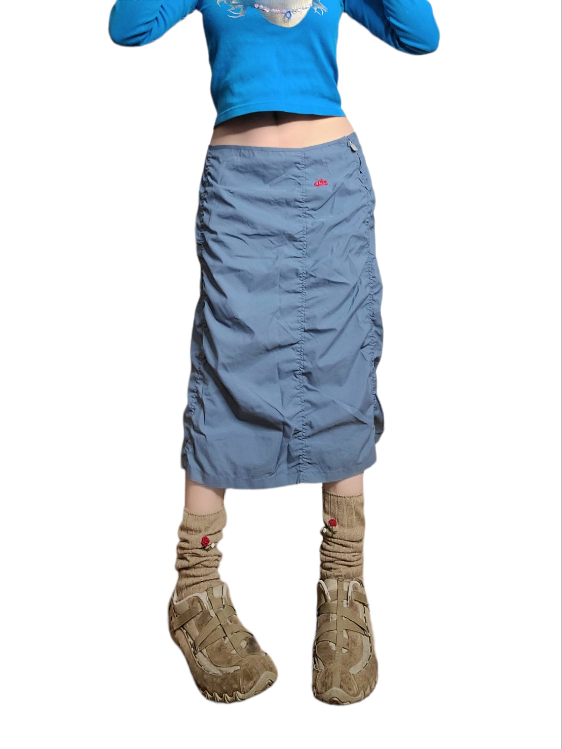 Maxi skirt vintage y2k cyber futuristic techwear jupe longue 2000s froncee  fairycore fairygrunge