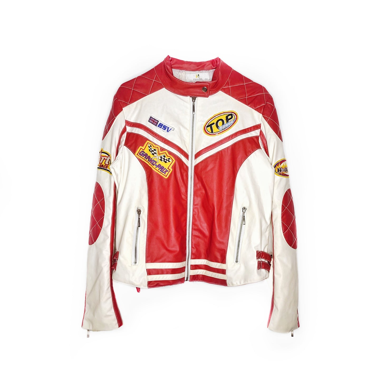 Blouson rouge vintage raiders similicuir - zimfriperie