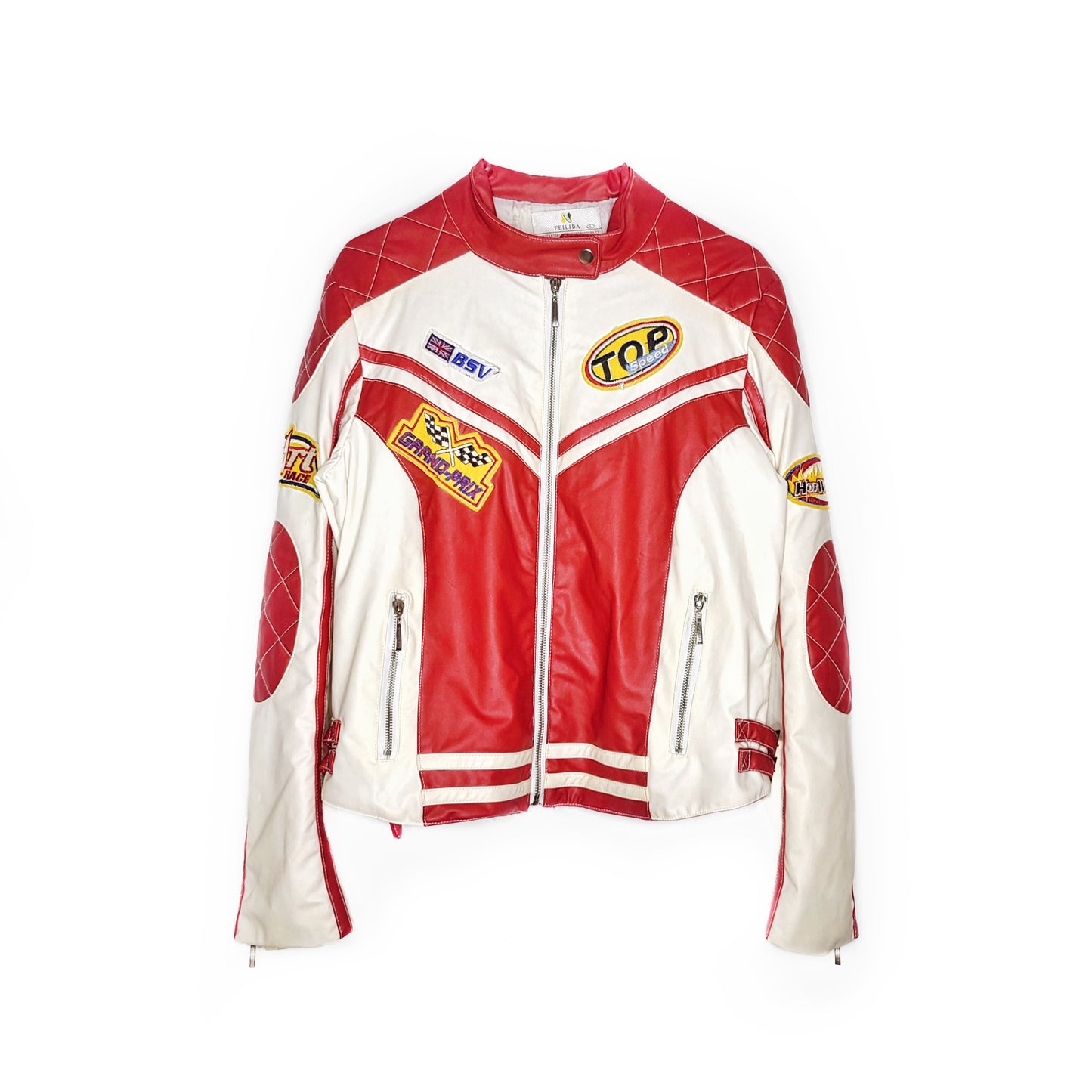 Blouson rouge vintage raiders similicuir - zimfriperie