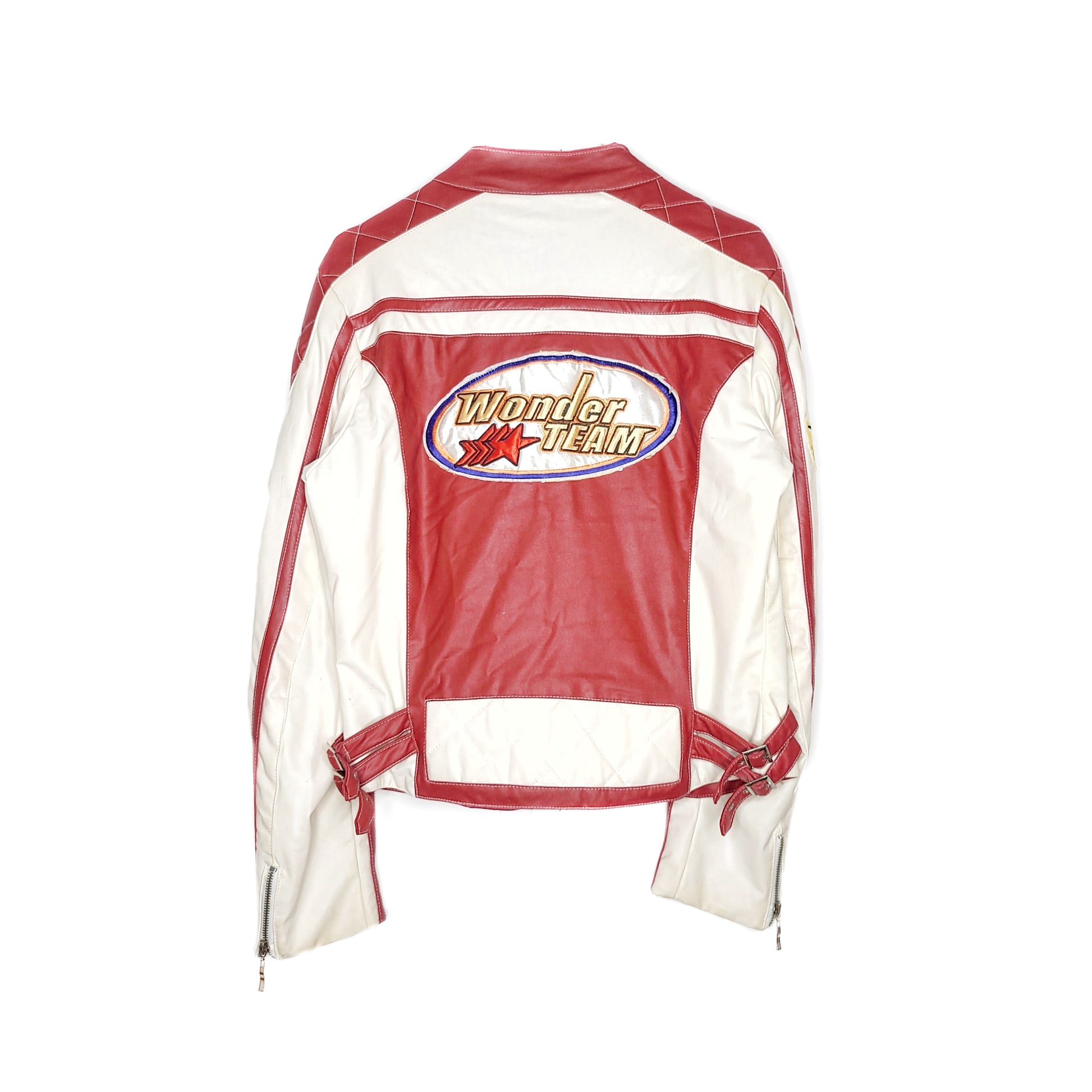 Blouson rouge vintage raiders similicuir - zimfriperie