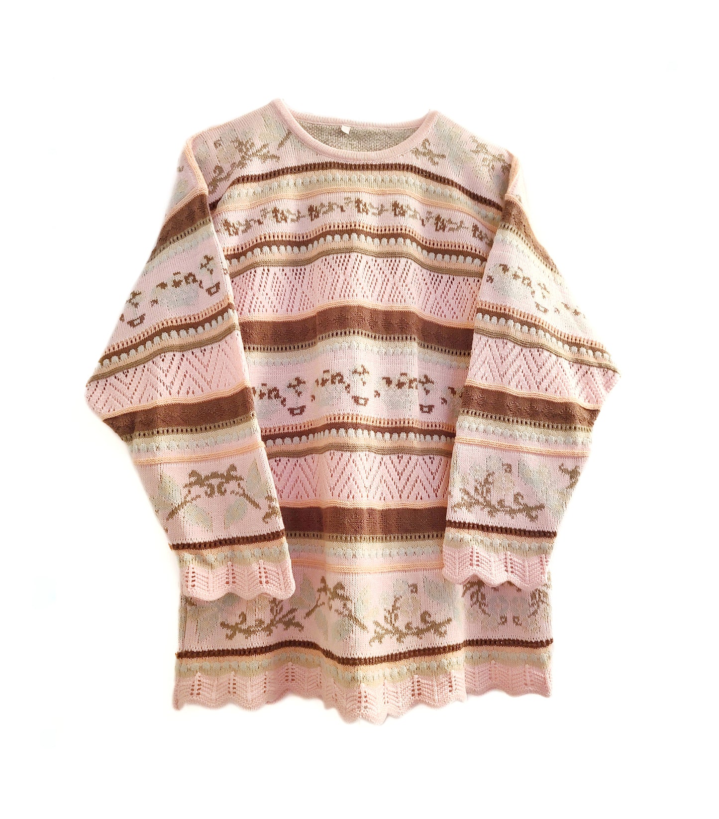Pull tricot vintage pastel oversize cute girly fancy crochet cottagecore