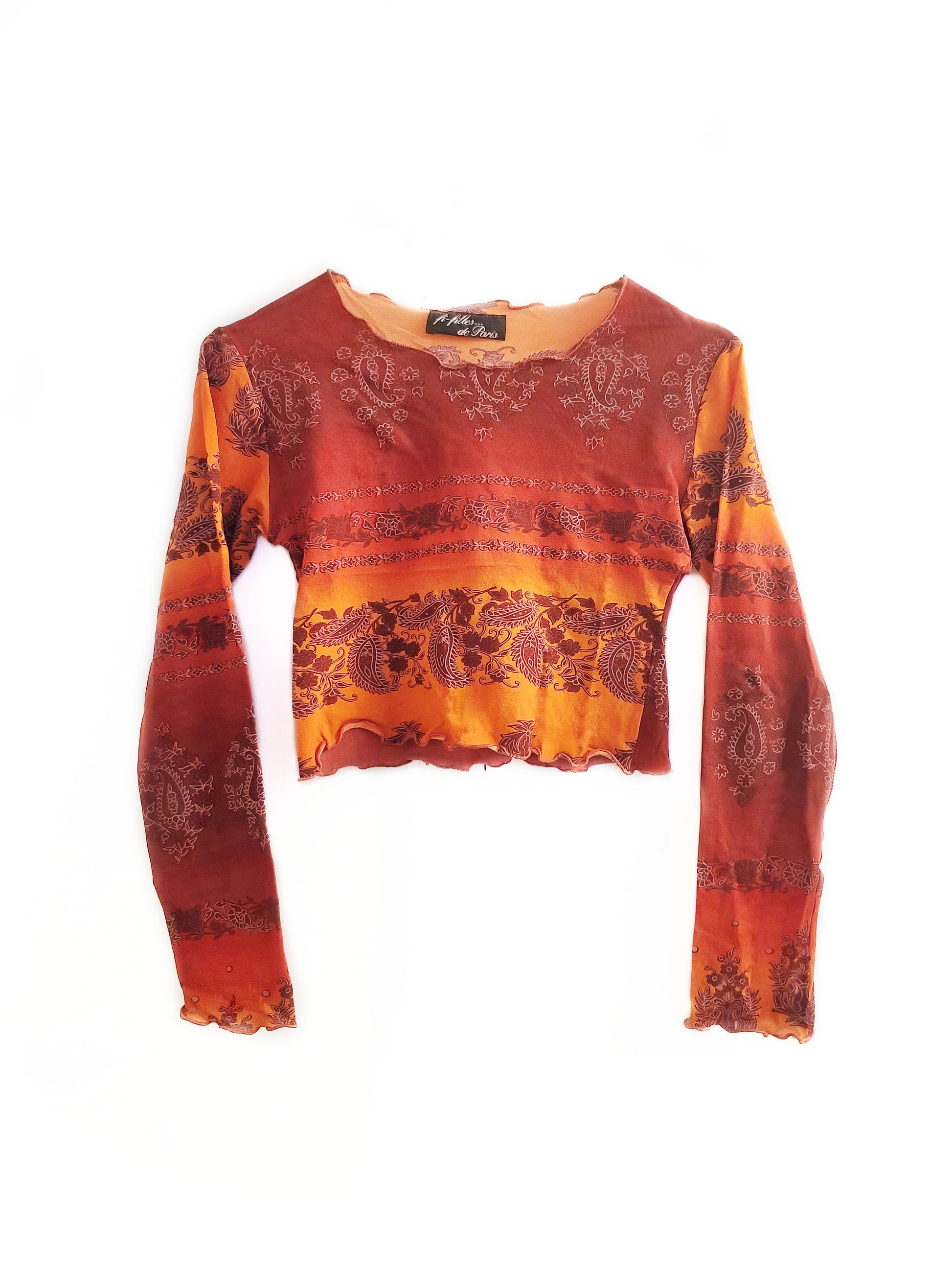 Top mesh vintage y2k girly bratz made in france paris 2000s 00s alternatif indie croptop stretch aesthetic