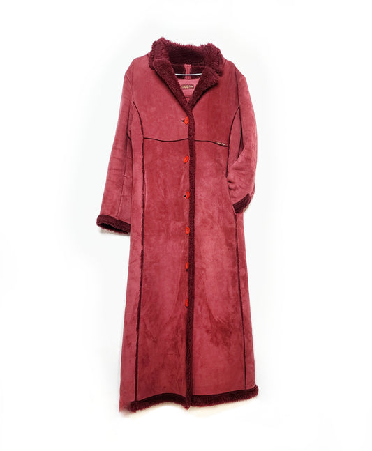 Manteau long rouge afghan vintage y2k bratz 2000s penny lane coat vintage 90s 