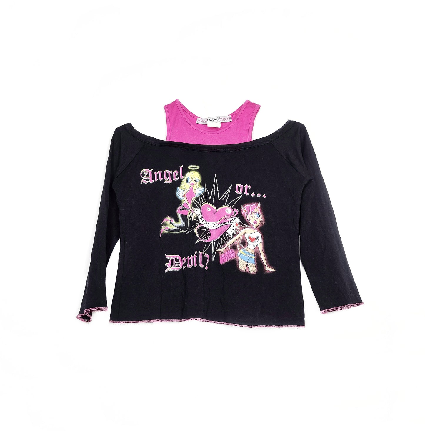 Babytee y2k rose et noir - zimfriperie