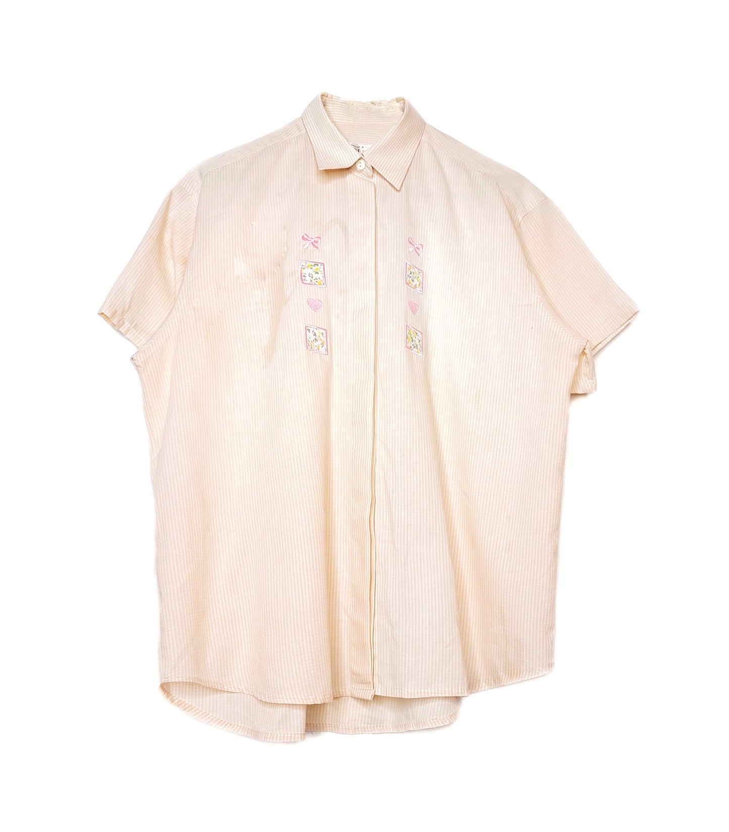 Pastel chemise vintage rose broderies fleurs oversize coton fancy cute kawaii cottagecore