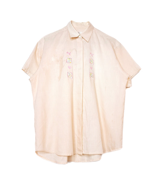 Pastel chemise vintage rose broderies fleurs oversize coton fancy cute kawaii cottagecore