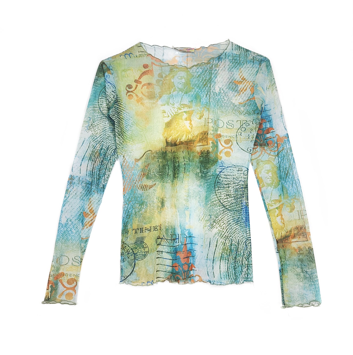 Mesh top vintage y2k imprime cyber subversif archive