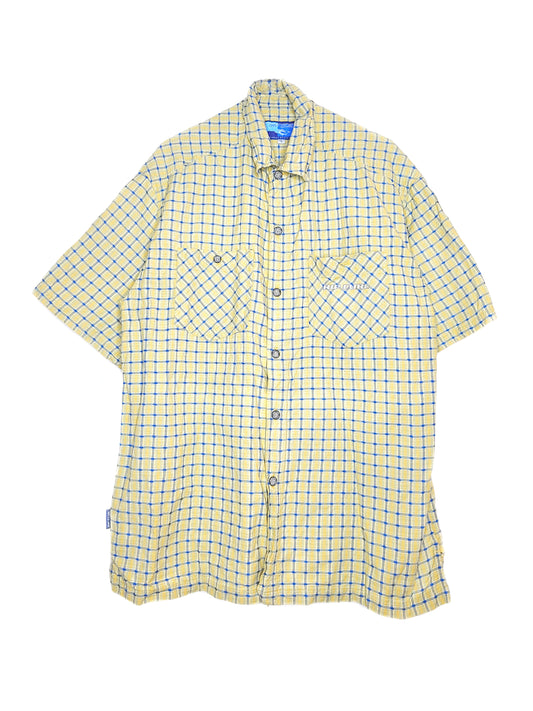 Chemise vintage oversize ripcurl pastel a carreaux 90s streetwear jaune et bleu hiphop