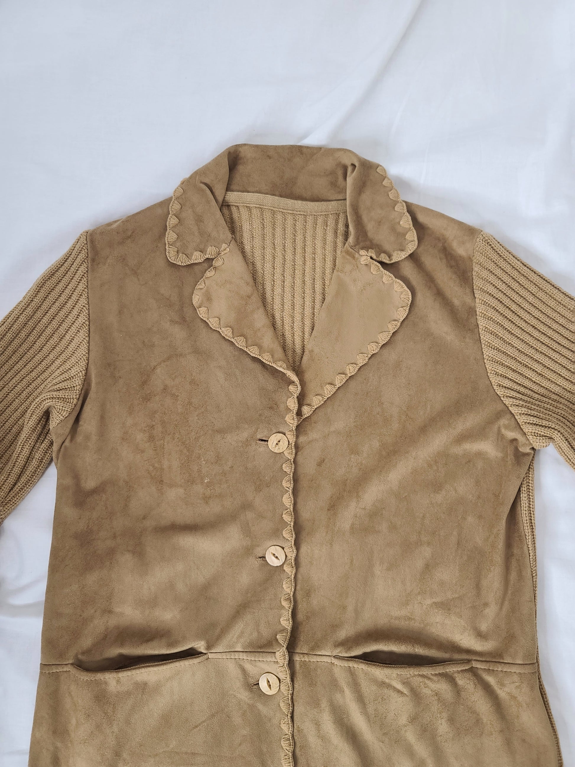 Cardigan vintage bohem en suedine - zimfriperie