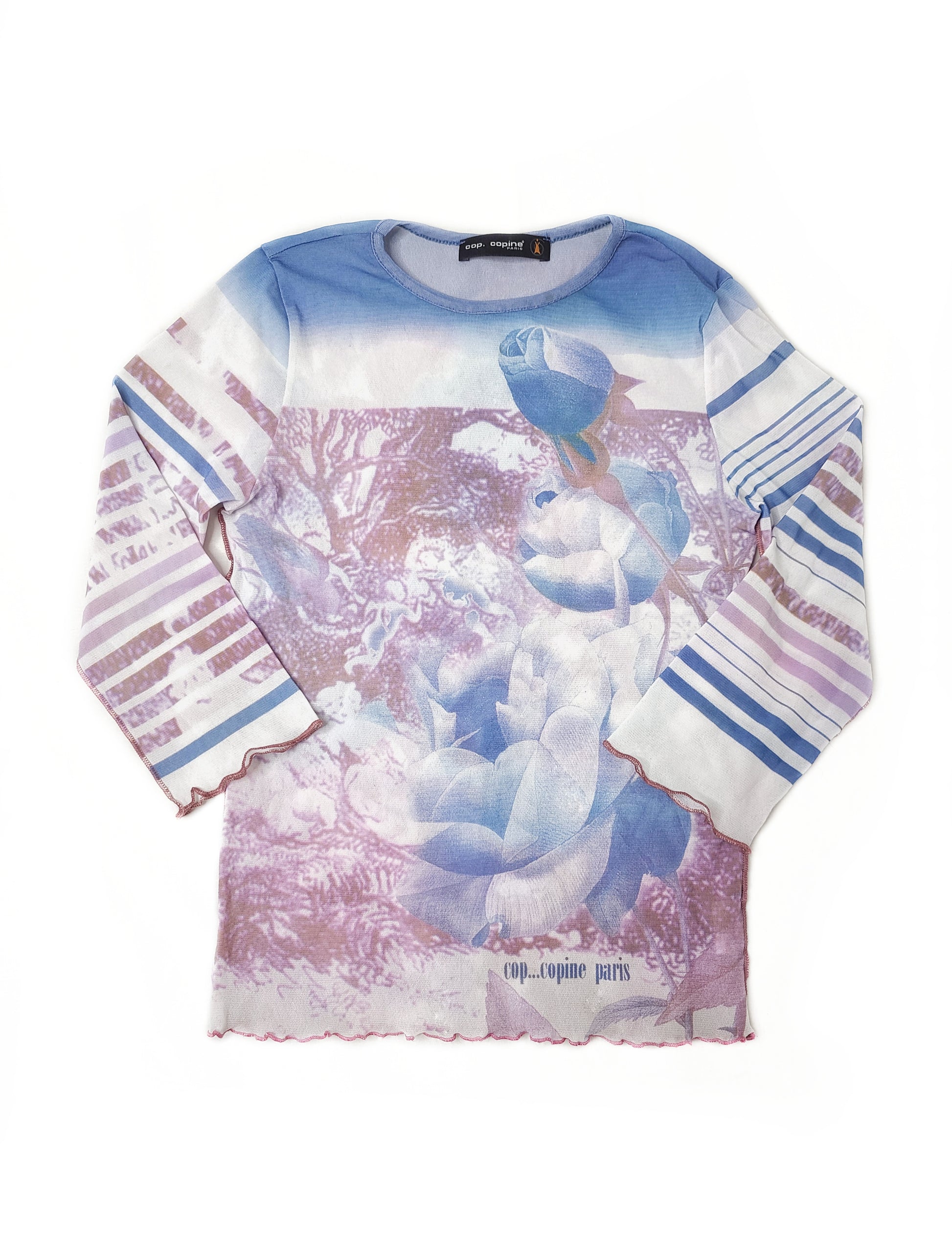 Mesh top 90s y2k cop copine vintage 2000s printed fleurs image photo