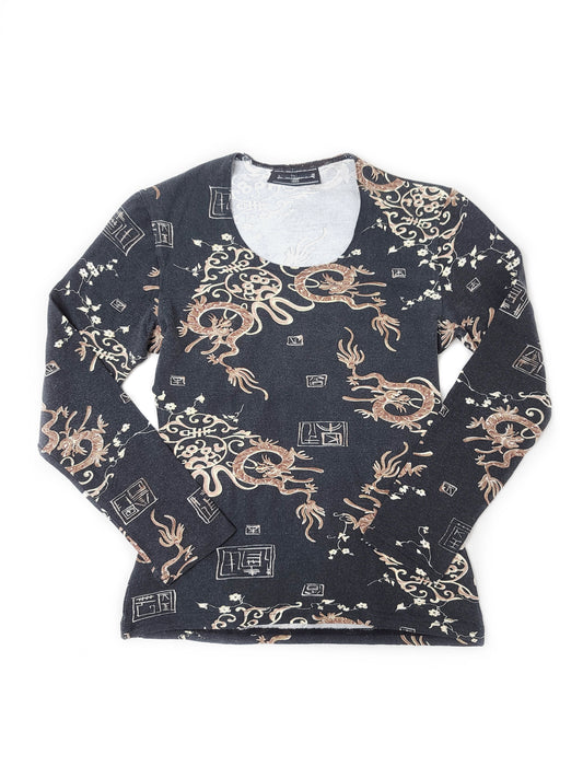 Top 90s grunge cybercore motif peinted asiatique dragon grunge