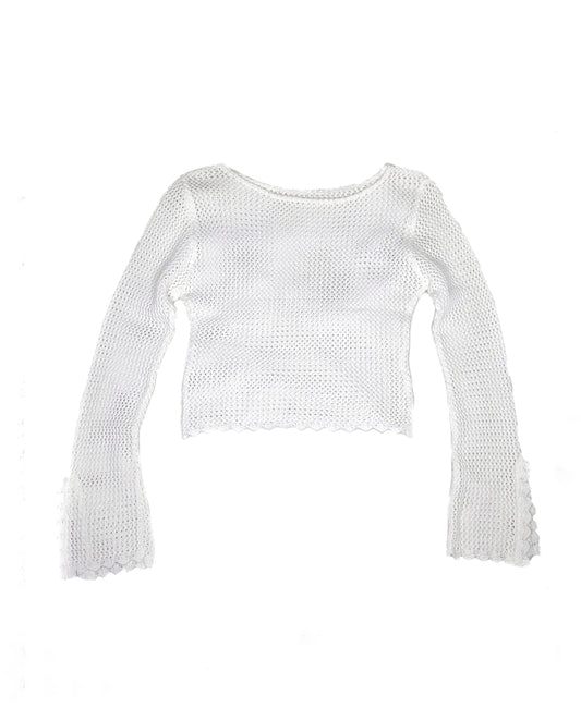 Pull crochet filet vintage neutral bohem style