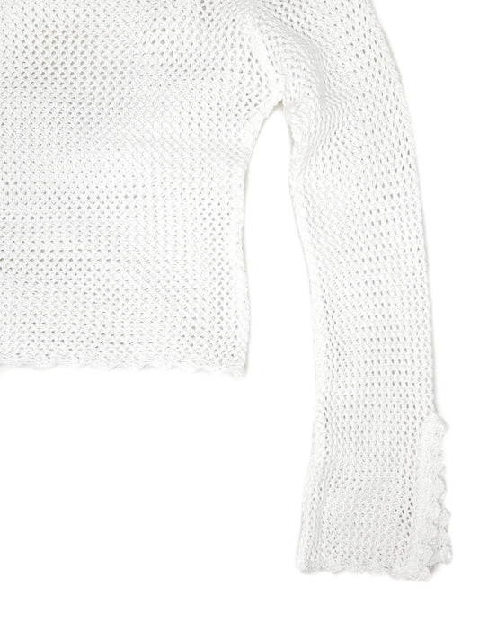 Pull filet vintage blanc