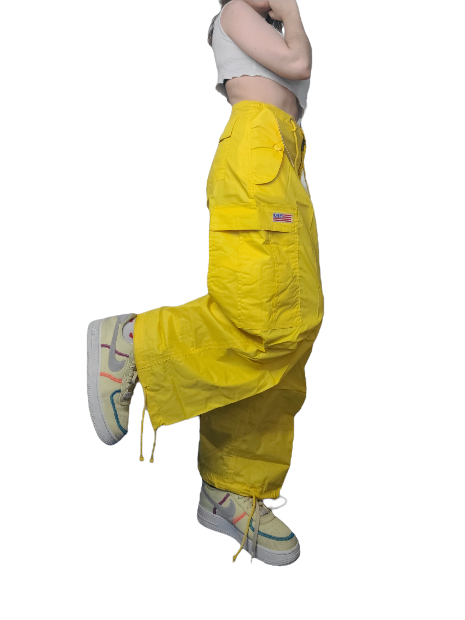 Parachute pants ufo cargo vintage jaune gorpcore sportwear 90s skater y2k hiphop overpants oversize