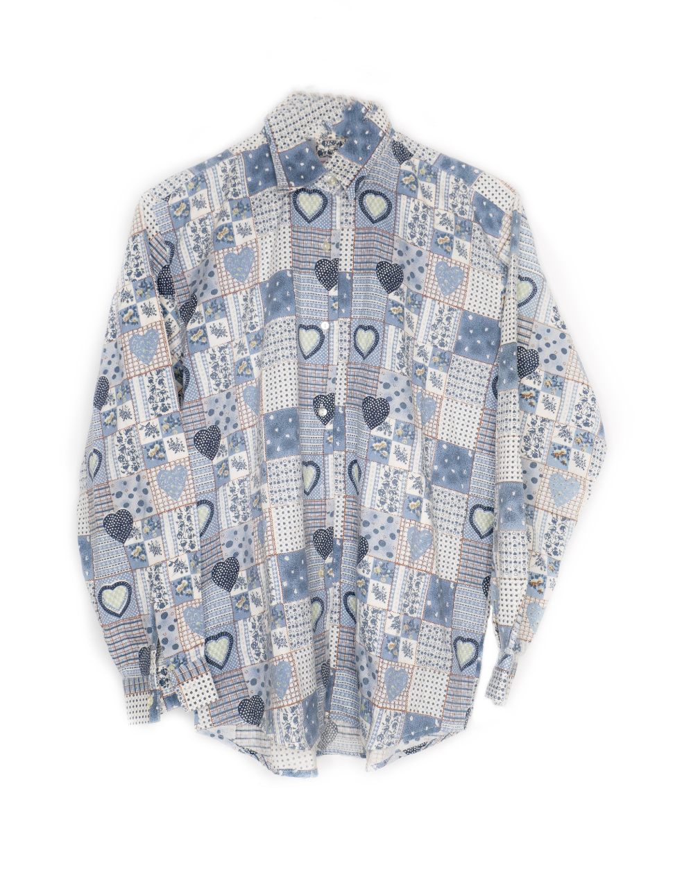 Pattern shirt printed imprime chemise vintage oversize cute made in france motif coeurs cute kawaii pastel
