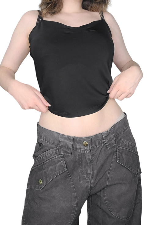 Black y2k black tank top