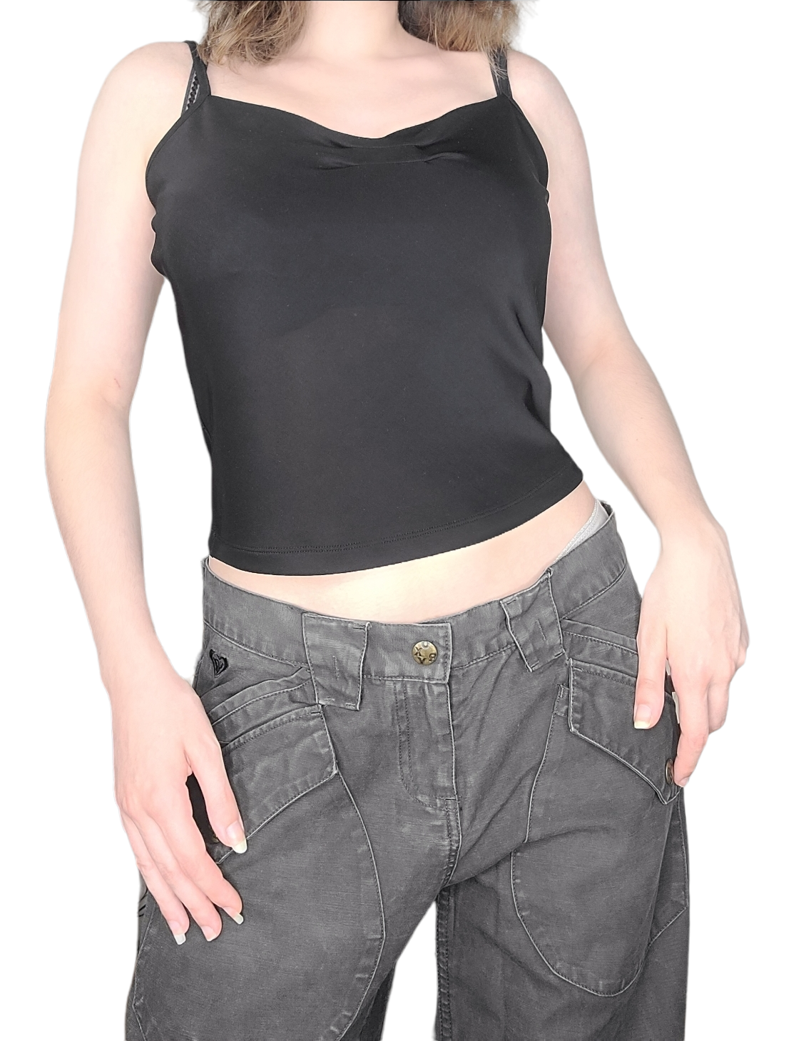 Black y2k black tank top