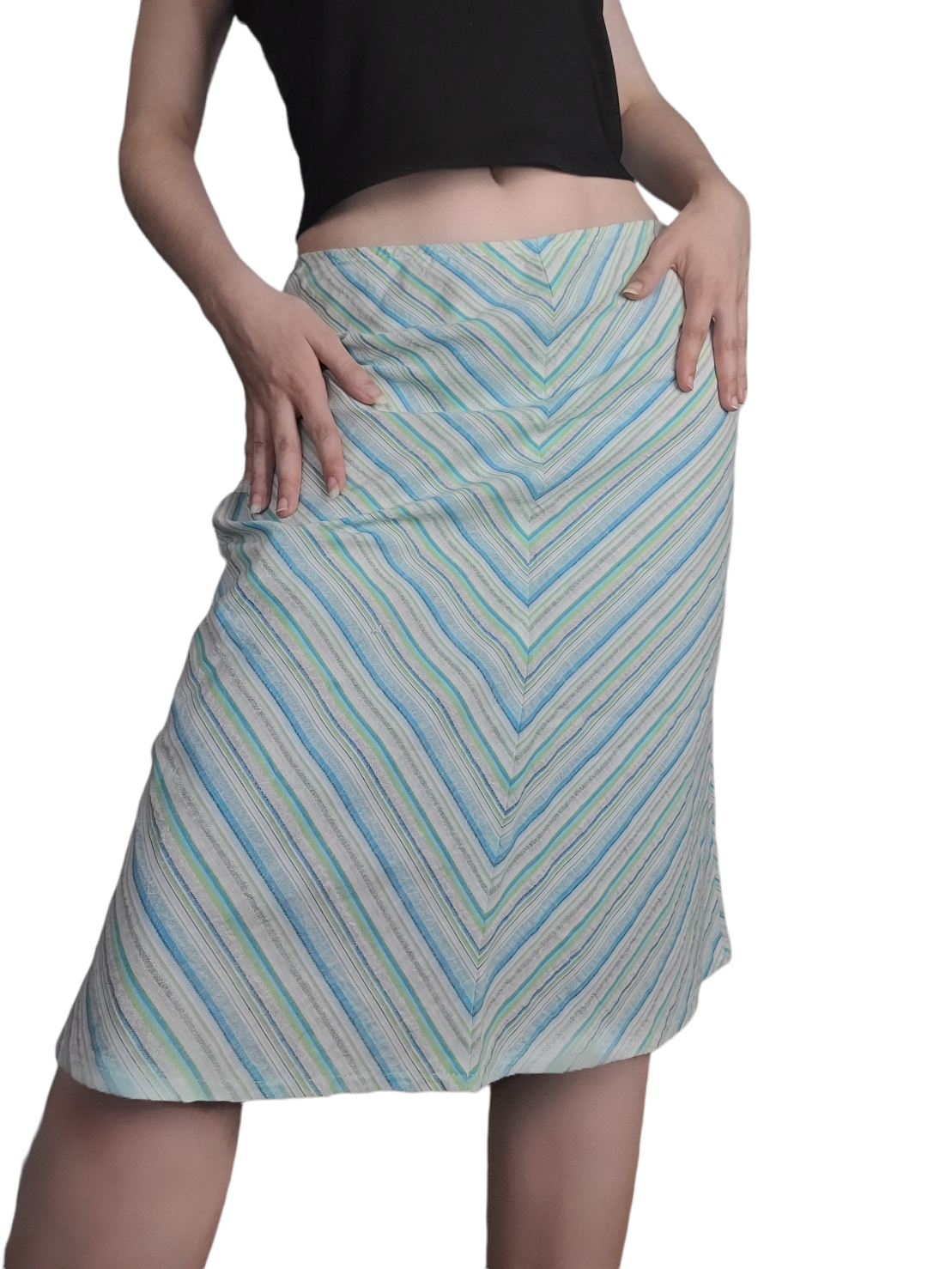 Jupe rayures 90s vintage midi pastel 