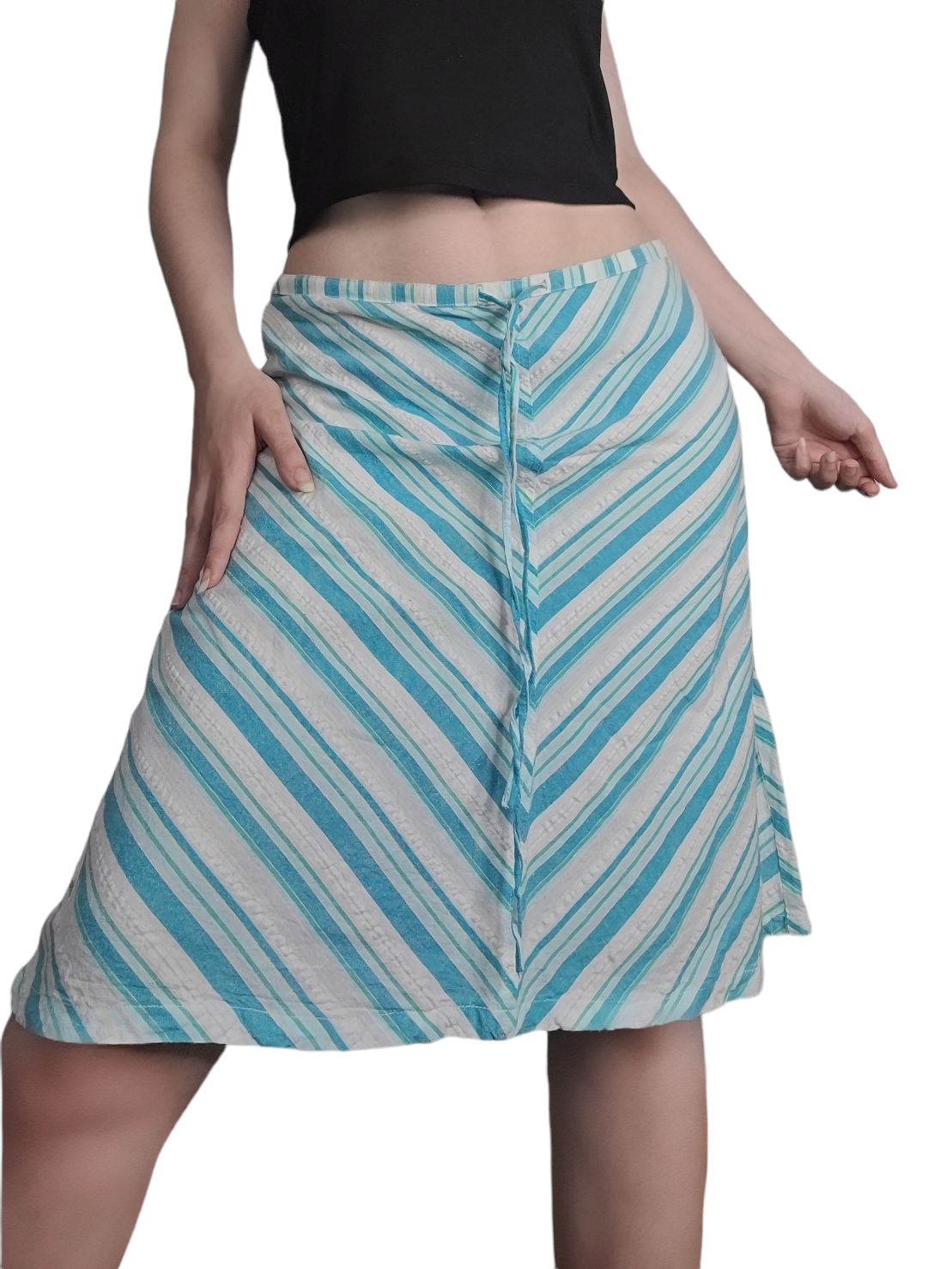 Jupe vintage pastel a rayures midi 90s