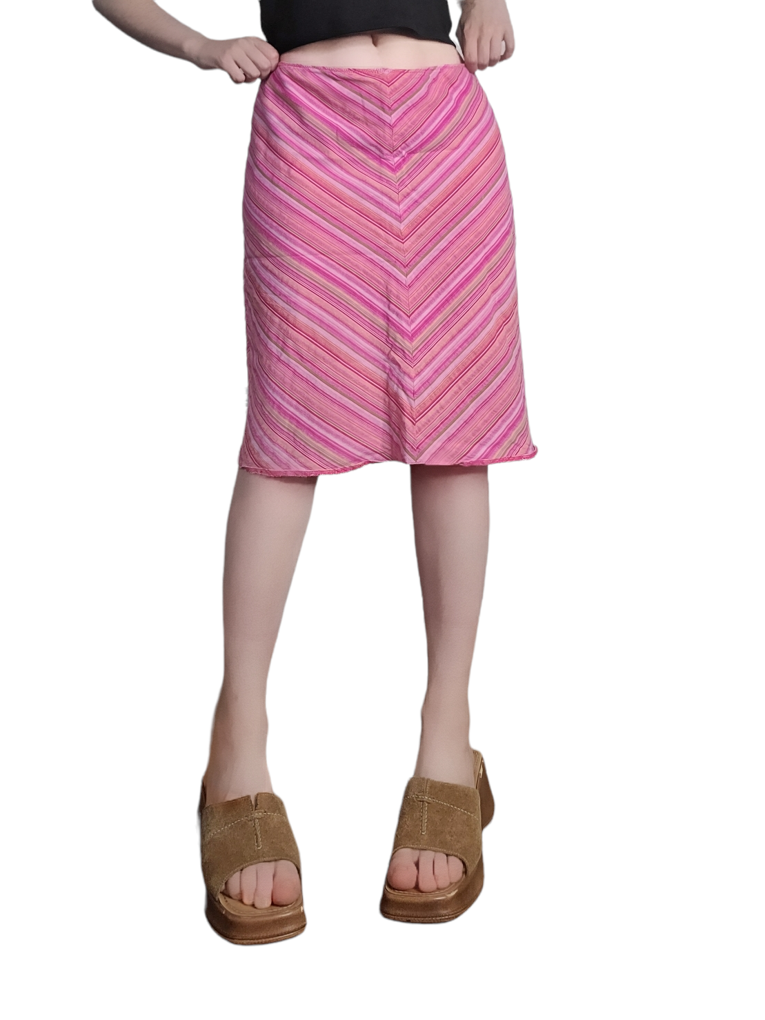 Vintage 90s pink striped skirt